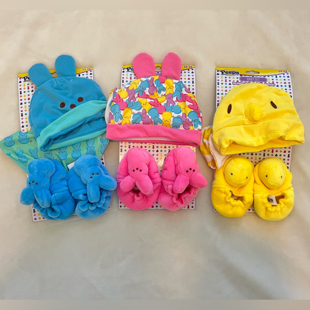 PEEPS Baby Bibs, Booties and Hat Set